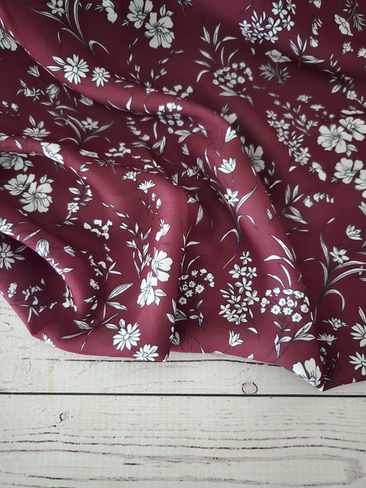 Burgundy & White Floral {by the half yard}