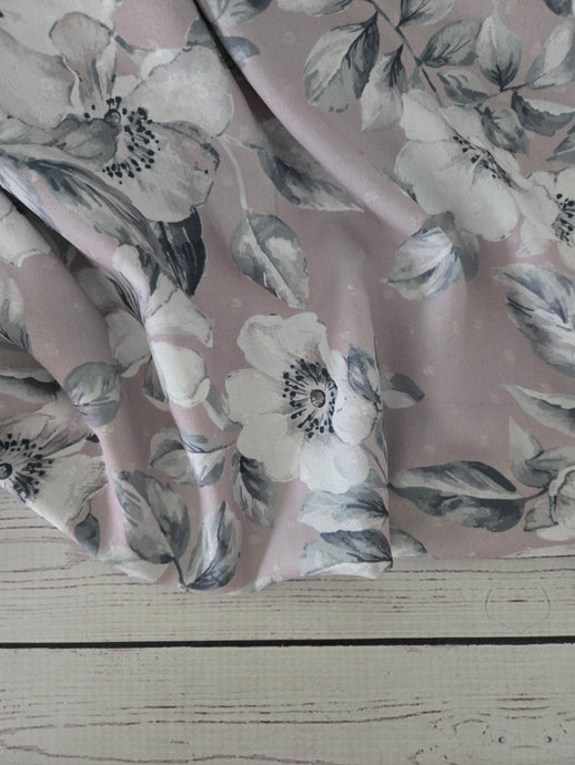 Taupe & Gray Floral Opaque Petite Swiss Dot 100% Polyester {by the half yard}