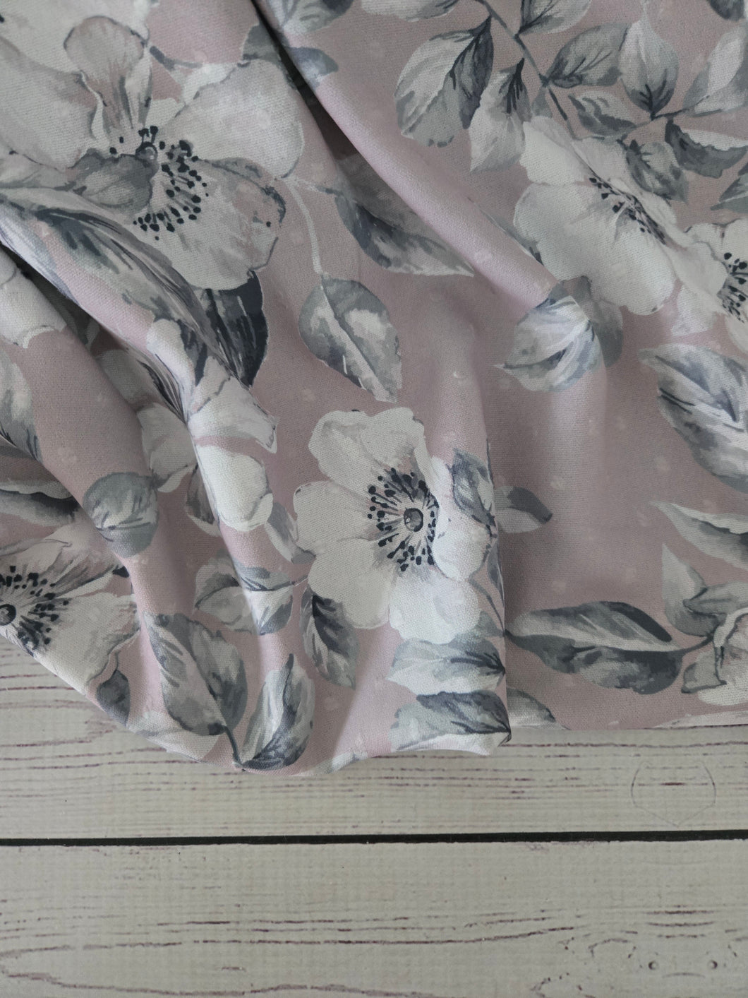 Taupe & Gray Floral Opaque Petite Swiss Dot 100% Polyester {by the half yard}