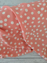 Coral & White Random Dots Silky Polyester {by the half yard}