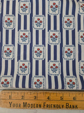 Bright Navy Stripes & Floral Print {by the half yard}
