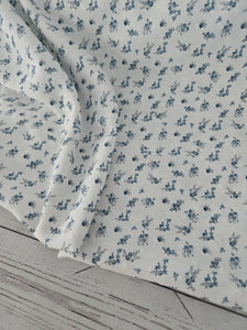 Exclusive Design- White & Blue Petite Floral Opaque Petite Swiss Dot 100% Polyester {by the half yard}