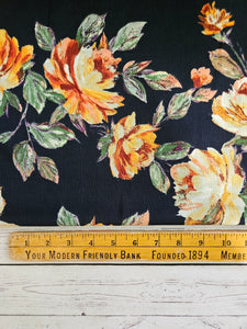 Navy & Rust Floral Woven Look Polyester {by the half yard}