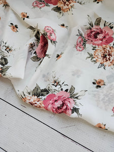 White & Pink Romantic Floral {by the half yard}