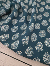 Deep Teal Symmetrical Block Print {by the half yard}
