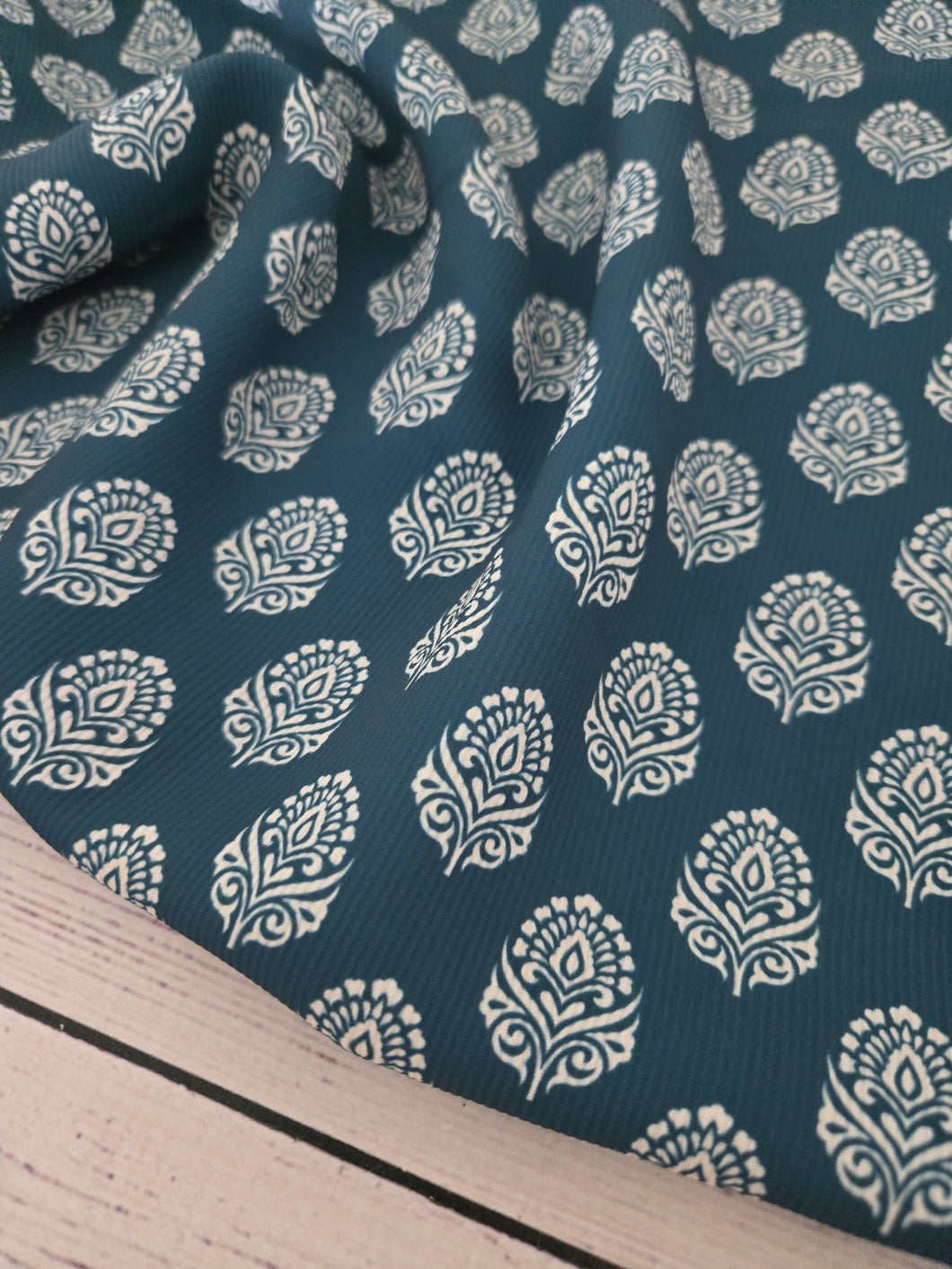 Deep Teal Symmetrical Block Print {by the half yard}