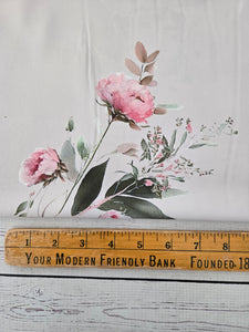 Exclusive Design- Creamy Tan & Pink Large Scale Floral {by the half yard}