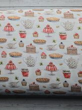 Tea Party Print Double Brushed Poly (DBP) Knit {by the half yard}