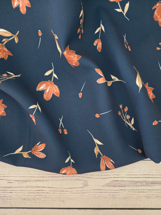 Navy & Rust Floral {by the half yard}