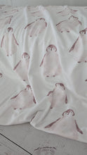 White Penguin Print Double Brushed Poly (DBP) Knit {by the half yard}