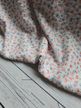 *REMNANT* 1 Yd- Petite Peach & Blue Floral Swiss Dot Knit