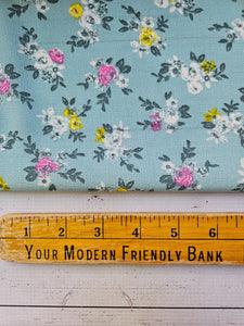 Petite Blue Sage Floral Woven Poly {by the half yard}