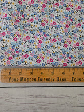 Petite Blue & Pink Floral Rayon Challis {by the half yard}