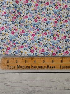 Petite Blue & Pink Floral Rayon Challis {by the half yard}