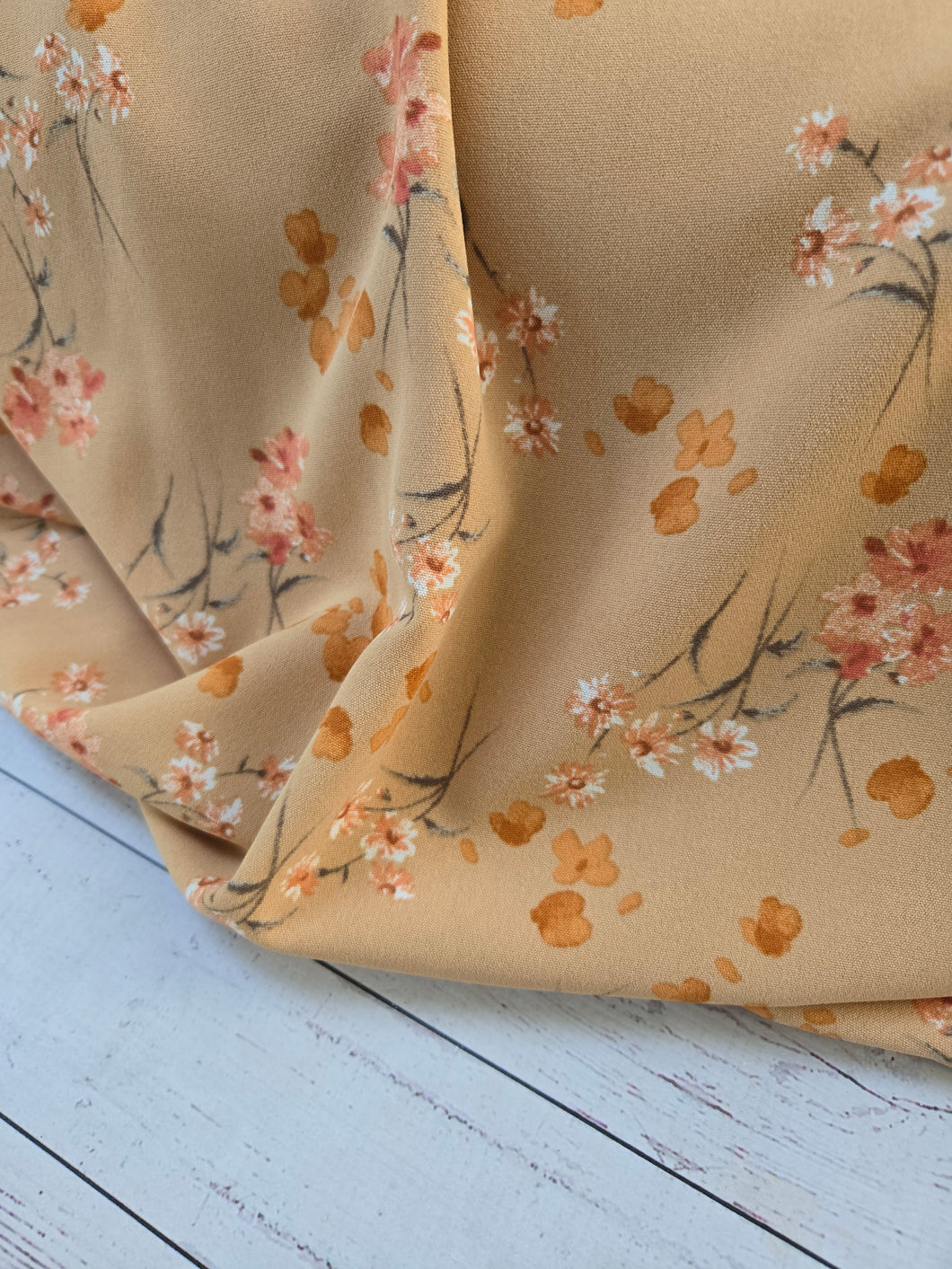 Sand Scattered Floral Print Opaque Air Flow 100% Polyester {by the half yard}