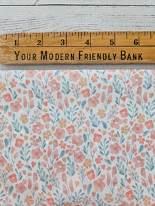 Exclusive Design- Petite Watercolor Spring Floral Opaque Petite Swiss Dot 100% Polyester {by the half yard}