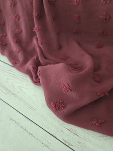 Muted Burgundy Waffle Large Swiss Dot Chiffon {by the half yard}