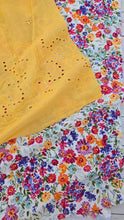 Daffodil Yellow Embroidered Border Cotton {by the half yard}