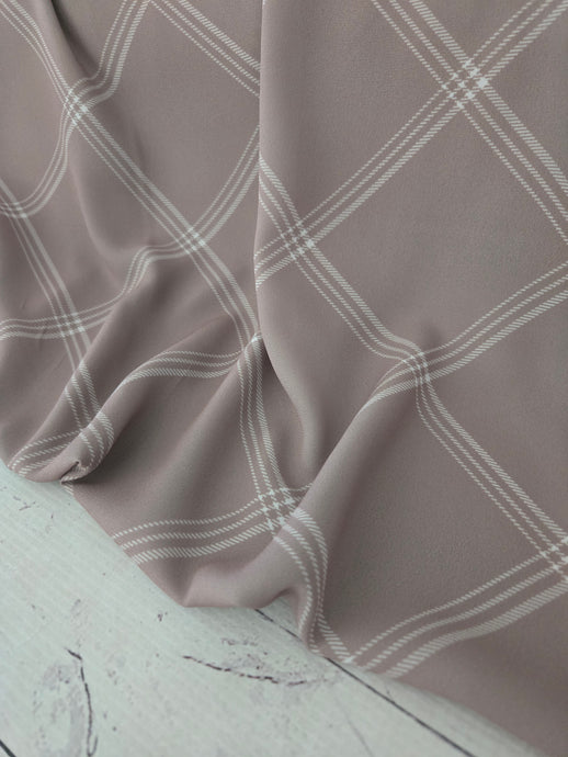Tan & White Diagonal Plaid {by the half yard}
