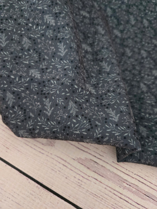 Petite Dark Green Botanical Print {by the half yard}