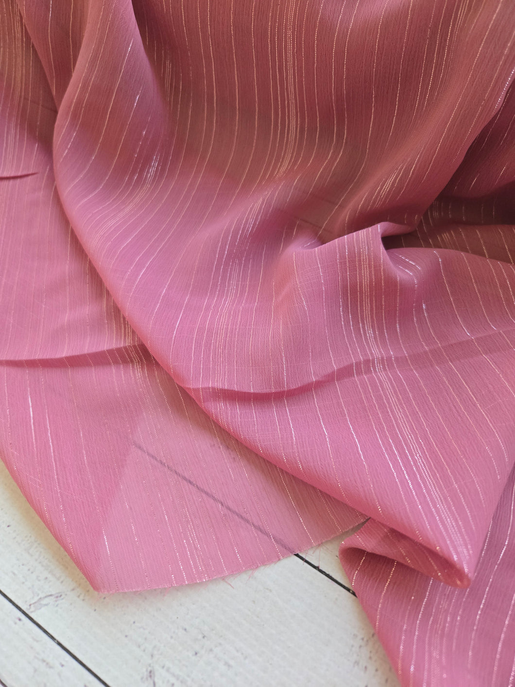 Solid Pink Crinkle Lurex Chiffon {by the half yard}