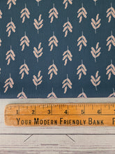 Exclusive Design- Dark Teal Symmetrical Leaf Print {by the half yard}