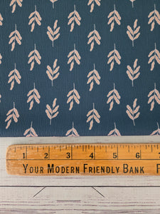 Exclusive Design- Dark Teal Symmetrical Leaf Print {by the half yard}