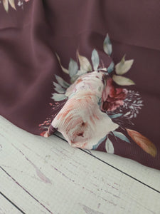 Exclusive Design- Burgundy Large Floral {by the half yard}