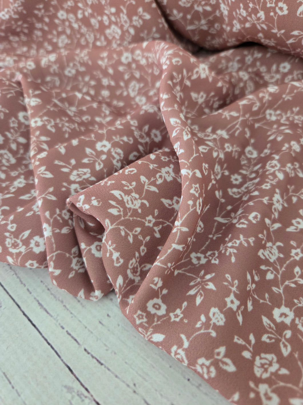 *REMNANT* 1.75 Yds- Exclusive Design- Mocha Rose Petite Floral Print