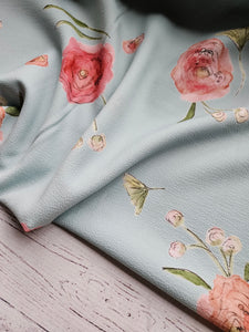 Exclusive Design- Bird's Egg Blue Watercolor Floral {by the half yard}