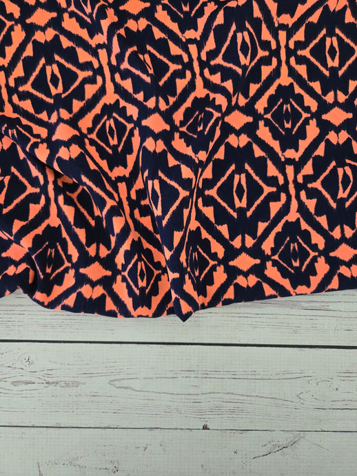 Navy & Bright Coral Geometric Print {by the half yard}