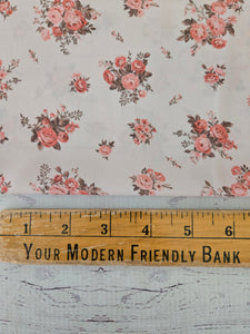 *REMNANT* 3.25 Yds- Exclusive Design- Tan Vintage Rose Print