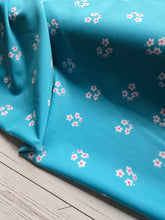 Aqua Petite Floral Swim Knit {by the half yard}