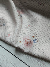 Exclusive Design- Cream & Black Pin Dot Floral Crinkle Georgette {by the half yard}