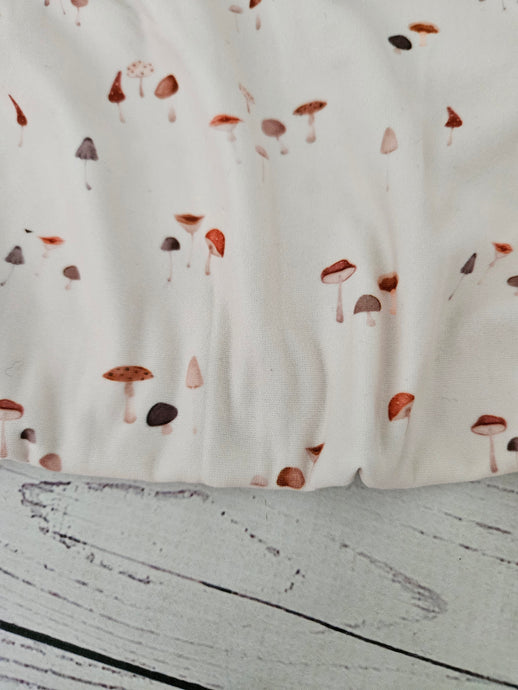 Exclusive Design- Cream Petite Mushroom Print Double Brushed Poly (DBP) Knit {by the half yard}