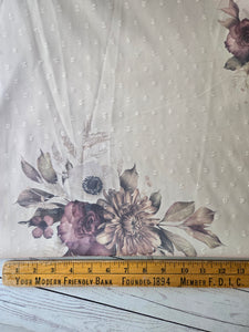 Exclusive Design-  Large Fall Floral Opaque Swiss Dot 100% Polyester {by the half yard}