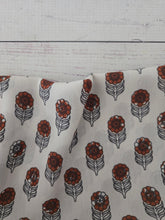 Cream & Rust Block Print Crinkle Georgette {by the half yard}