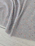 Exclusive Design- Gray Blue Petite Meadow Collection Floral Print Swiss Dot Knit {by the half yard}