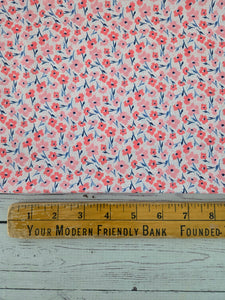 Exclusive Design- Coral Floral & Tiny Dots Opaque Swiss Dot 100% Polyester {by the half yard}