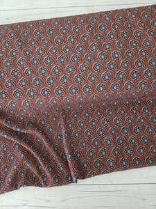 Exclusive Design- Rusty Red & Blue Medallion Print {by the half yard}