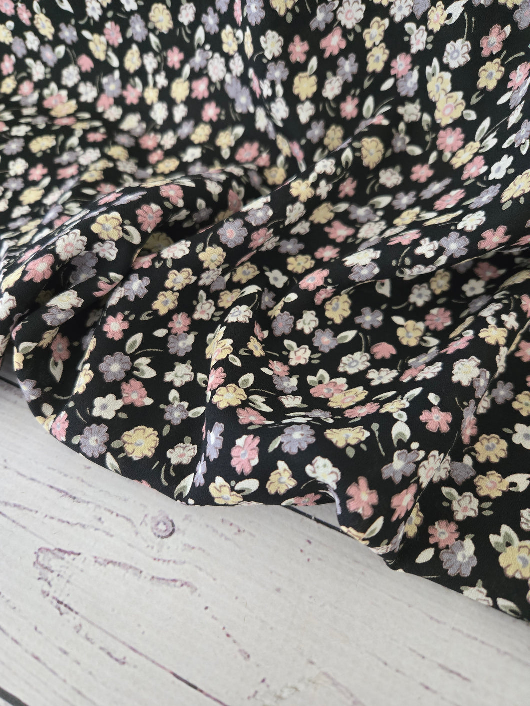 Black Petite Floral Print {by the half yard}