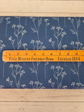 Blue Teal Outline Floral Pinstripe Poly {by the half yard}