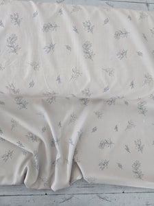 *REMNANT* 1.75 Yds- Exclusive Design- Cream & Black Line Drawn Olive Branch Print Polyester Slub