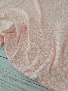 Peachy Pink & White Ditzy Floral Double Brushed Poly (DBP) Knit {by the half yard}