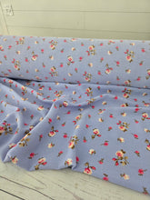 Bright Periwinkle & Pink Floral Opaque Air Flow 100% Polyester {by the half yard}