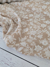 Tan & White Vines Silky Polyester {by the half yard}