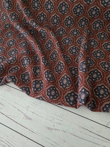 Exclusive Design- Rusty Red & Blue Medallion Print {by the half yard}