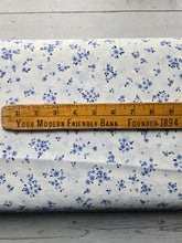 White & Blue Petite Floral Opaque Swiss Dot 100% Polyester {by the half yard}