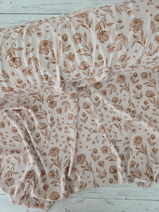 Exclusive Design- Tan & Brown Floral Print {by the half yard}