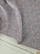 Exclusive Design- Mauve-ish Gray Tiny Autumn Blooms Collection Poly Slub {by the half yard}